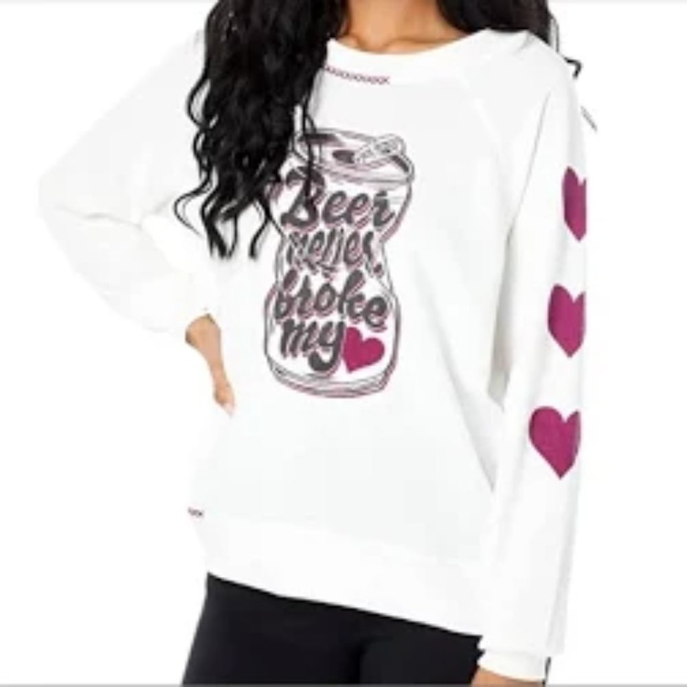 Wildfox Beer Never Broke My Heart Broken Hearted Sweatshirt Women's